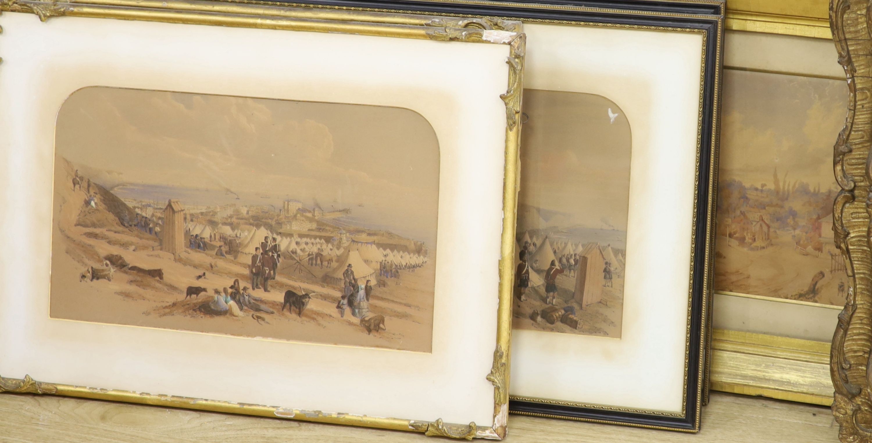 After William Burgess of Dover (1805-1861), a set of four hand coloured lithographs, Views of Dover Castle and environs, 